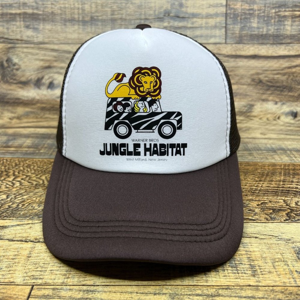 Defunct Jungle Habitat Theme Park Mens Trucker Hat Bl… Gem